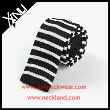 Mens Striped Silk Knitted Skinny Tie